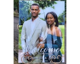 Photo Wedding Sign, Wedding Welcome Sign with Picture, Welcome Sign Wedding, Wedding Picture Sign, Acrylic Photo Wedding Welcome Sign