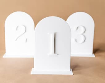 Números de mesa de boda, números de mesa boda, números de mesa acrílicos, números de mesa blancos, decoración de mesa de boda blanca, decoración de bodas