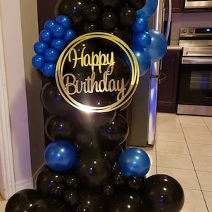 Alles Gute zum Geburtstag Spiegel Gold Hoop Zeichen, Rundes Acryl Spiegel Gold Zeichen, Großes Acryl Kreis Alles Gute zum Geburtstag Zeichen, Geburtstagsfeier Dekoration