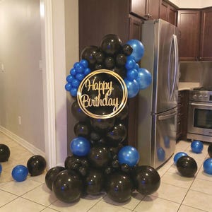 Personalized Happy Birthday Mirror Gold Acrylic Sign | Round Circle Hoop Decoration | Custom Party Decor