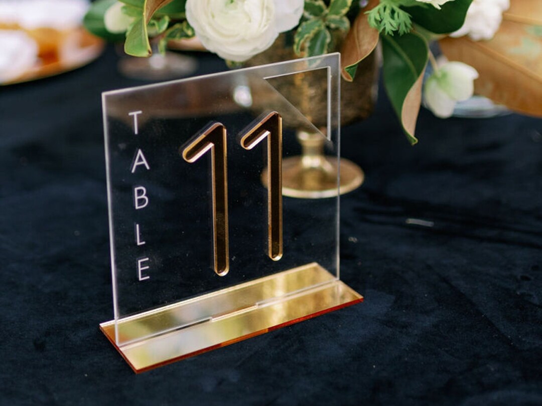 Mirror Gold Acrylic Table Numbers 3d Acrylic Table Decor Etsy
