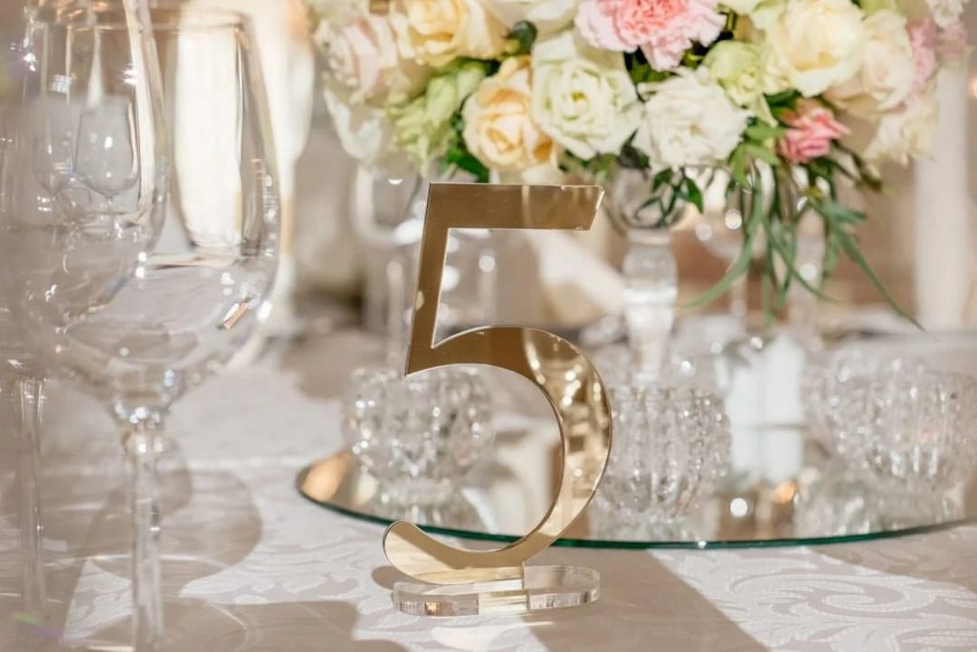 Mirrored Table Numbers Mirror Gold Table Numbers, Acrylic Table Numbers Wedding, Mirror Table ...