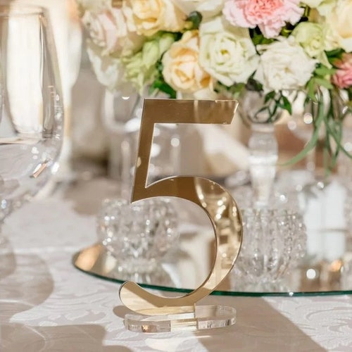 Mirror Gold Table Numbers Acrylic Table Numbers Wedding Etsy