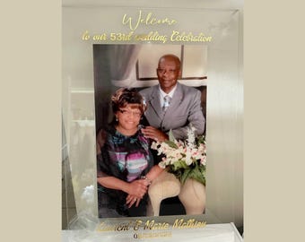 Photo Wedding Sign 3d gold text, Wedding Welcome Sign with Picture, Welcome Sign Wedding, Birthday Picture Sign, Anniversary Welcome Sign