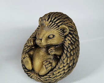 Hedgehog Sleeping Ornament.  Designed In House.  Bronze Burnished Finish.