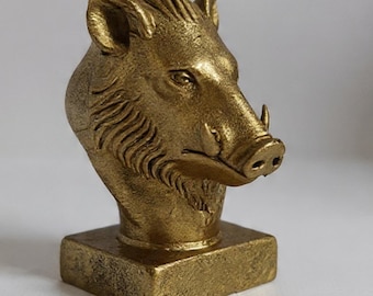 Busto de jabalí - Lasca de bronce con acabado bruñido