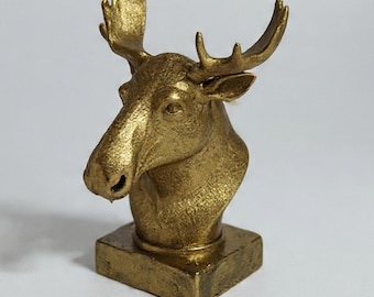 Busto de alce con acabado bruñido en bronce