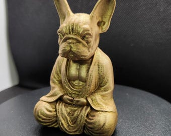 Figura de Buda de bronce bruñido de Bulldog Francés