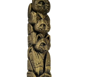 Bear Totem pole Ornament.  Designed In House.  Bronze Burnished Finish.