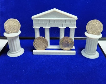 2 columnas romanas y 1 puerta de estilo romano Expositores de monedas