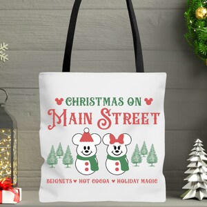 Christmas on Main Street tote bag, Christmas tote bag, Christmas season gift bag, Holiday gift bag,
