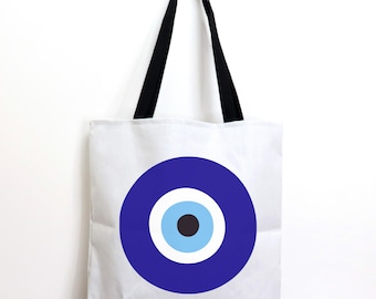 Evil Eye Tote Bag: Greek Turkish Design, Everyday Carryall