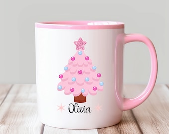 Pink Christmas Tree Mug: Holiday Coffee Mug Gift