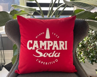 Campari Soda L'Aperitivo Milano Indoor Outdoor Cushion Pillow Case Cover Home Decor Housewarming Cocktail Lover Alcohol Italian Gift Present