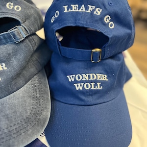 WONDER WOLL Cappello da papà Joseph Woll Toronto Maple Leafs Vintage Wash, unisex, ricamato, con berretto, per adulti, fan dei Leafs, Go Leafs Go Solid Blue