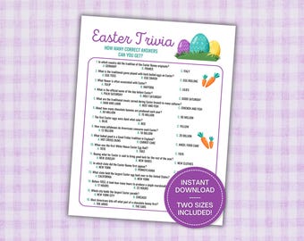 Easter Trivia Game, Printable Easter Party Games, Easter Quiz, Easter Icebreaker, Easter Family Games, Easter Group Game, Classroom Activity