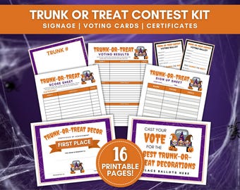 Stamm oder Leckerei Dekorations Contest Kit, Stamm oder Leckerei Auszeichnungen, Wahlzettel für Wettbewerbe, Tracht oder Leckerei Auto Dekoration Wettbewerb Printables