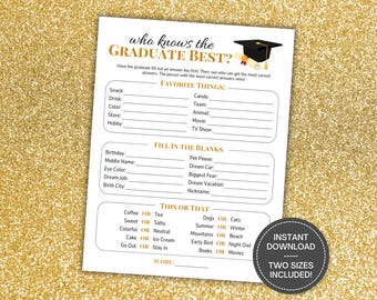 Who Knows the Graduate Best Game, Printable 2025 Graduation Party Game, How Well Do You Know the Grad, Graduation Trivia, 2025 Grad Party