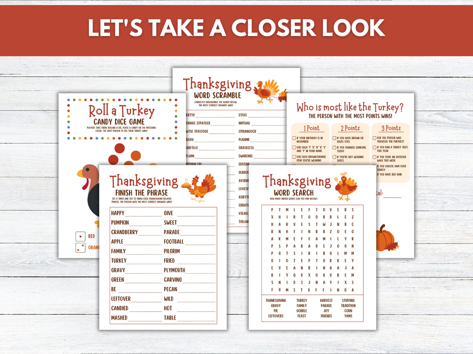 Thanksgiving Games Bundle, Printable Family Thanksgiving Party Games ...