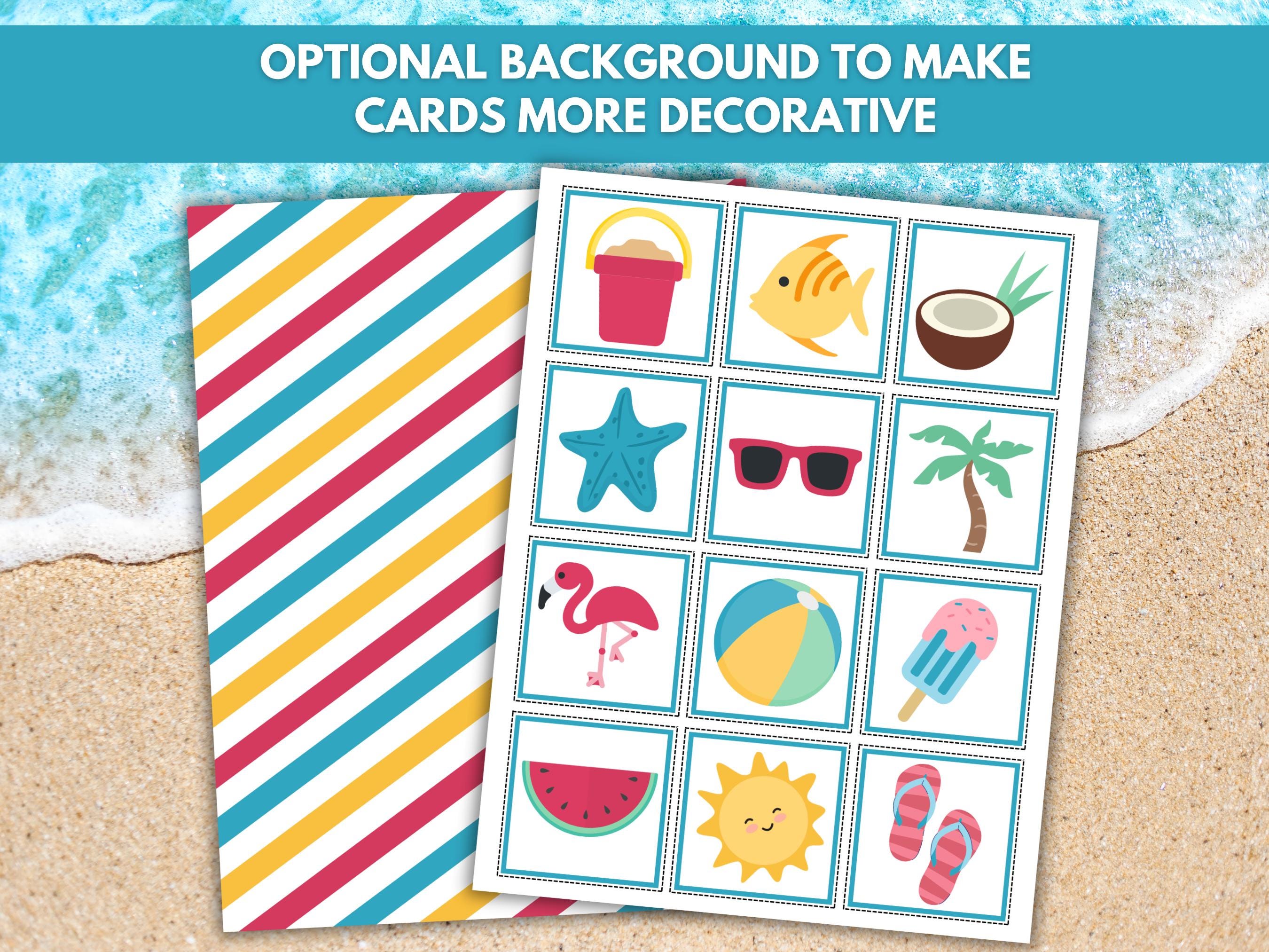 Summer Memory Game, Summer Matching Game, Beach Flash Cards, Summer ...