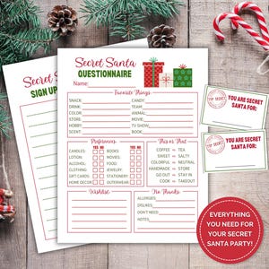 Fragebogen für Weihnachtsgeschenke, Büro Wichtel Fragebogen, Wichtelfragebogen, Wunschliste, Weihnachten Alles über mich PDF