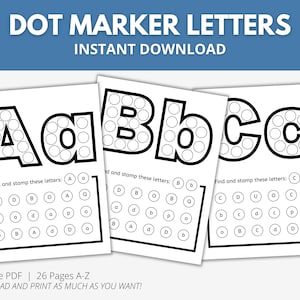Dot Marker Letters Printable, Dab Marker Letter Activity, Dot Marker Art Activity, Preschool Worksheet, Dot the Letters Activity, ABC Art