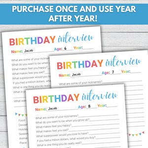 Kids Birthday Interview, Printable Birthday Questionnaire, Toddler ...