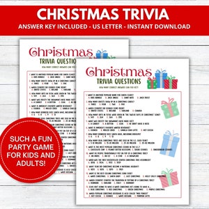 Christmas Trivia Game Printable, Christmas Party Game, Holiday Trivia ...