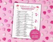Valentine's Day Trivia Game, Printable Valentines Day Party Game, Valentine Quiz, Galentines Trivia, Valentines Day Activity, Classroom Game