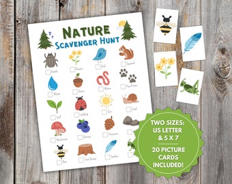 Nature Scavenger Hunt Printable, Outdoor Treasure Hunt, Nature Walk Games, Nature Checklist, Camping Activity, Summer Activity for Kids