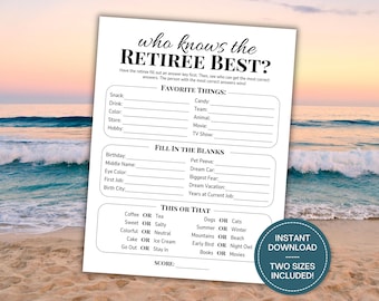Who Knows the Retiree Best Game, Printable Retirement Party Game, How Well Do You Know the Retiree, Retiree Party Game, Co-Worker Retirement