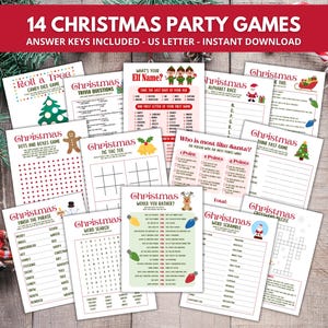 14 Christmas Games Bundle, Printable Christmas Party Games, Christmas Family Games, Holiday Party, Christmas Trivia, Xmas Office Party Games