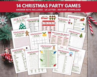 14 Weihnachtsspiele Bundle, druckbare Weihnachtsfeier Spiele, Weihnachtsfamilienspiele, Weihnachtsfeier, Weihnachtstrivia, Weihnachtsbürospiele