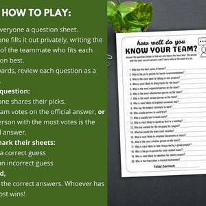 How Well Do You Know Your Team - Team building game in two sizes: US Letter and A4. Two-per-page option included in each size.