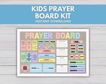 Kids Prayer Board Kit, Sunday School Decor, Christian Kids Ministry, Prayer Board Headers, Prayer Wall Vision Board, Prayer Cards & Envelope