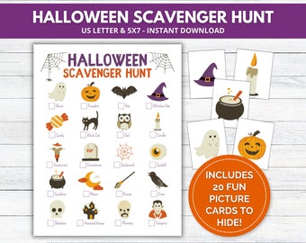 Halloween Scavenger Hunt,  Fall Scavenger Hunt, Kids Halloween Game, Printable Halloween Scavenger, Halloween Activity, Classroom Activity