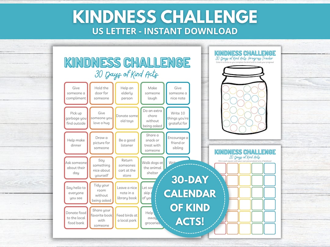 Acts of Kindness Calendar, Kindness Calendar Printable, Kindness