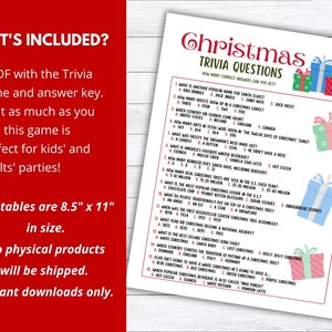 Christmas Trivia Game Printable, Christmas Party Game, Holiday Trivia ...