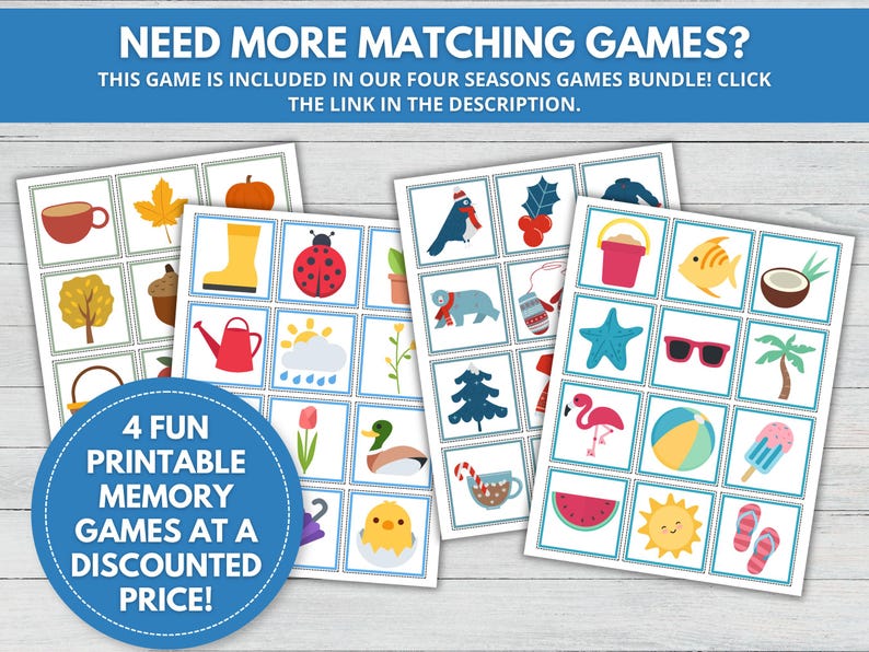 Spring Memory Game Printable, Spring Matching Game, Toddler Preschool ...