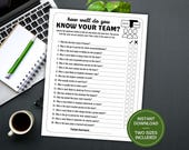 Team Building Games, How Well Do You Know Your Team, Workplace Games, Coworker Activity, Happy Hour Office Party Quiz, Staff Meeting Game