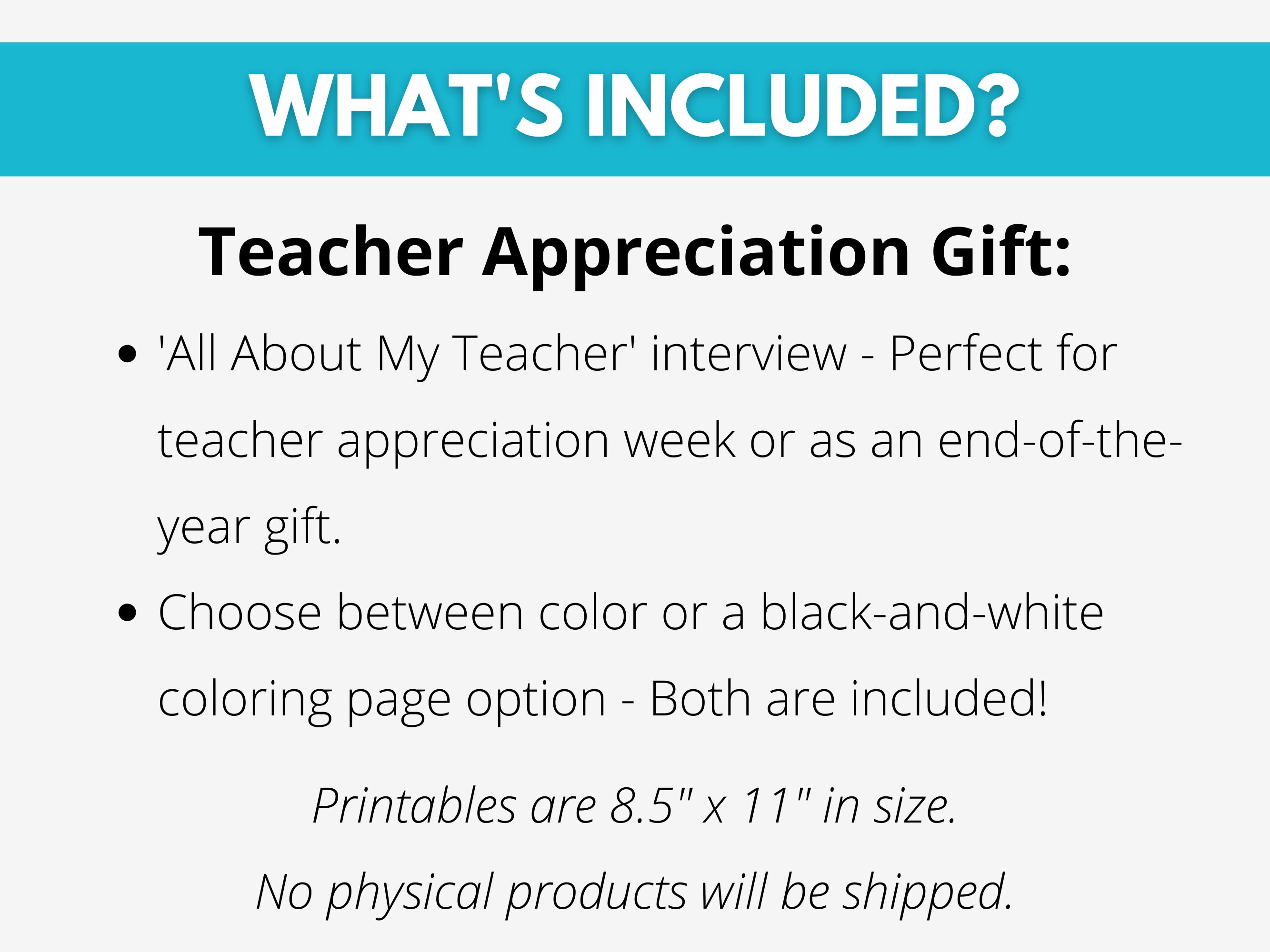 Teacher Appreciation Week Printable, All About My Teacher, Teacher ...