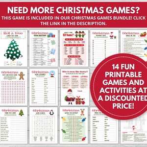 Christmas Trivia Game. Printable trivia game in full and half size pages with answer sheet included. Blue, green, and red present graphics with dark red and black font.
