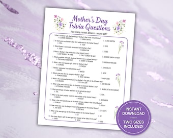 Mother's Day Trivia Game, Printable Mothers Day Quiz, Mothers Day Party Games, Mothers Day Brunch, Mothers Day Luncheon Activity, Mom Trivia