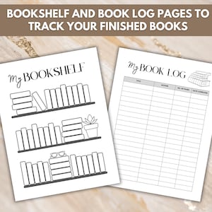 Book Club Discussion Guide - US Letter, A4 sizes - two different book logs including a bookshelf tracker