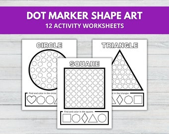 Dot Marker Shapes Activity, Shapes Coloring Page, Preschool Worksheets, Montessori Toddler, School Readiness, Learning Shapes, Fine Motor