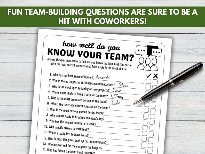 How Well Do You Know Your Team - Team building game in two sizes: US Letter and A4. Two-per-page option included in each size.