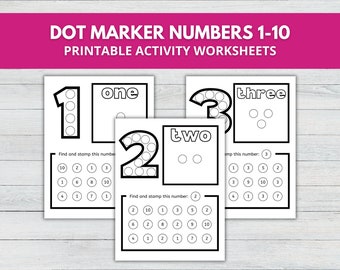 Dot Marker Zahlen 1-10, Tupfmarker Vorschule Mathe druckbar, Zahlenerkennung, Arbeitsblätter zählen, mathematische Aktivitäten, Punktierung der Zahlen
