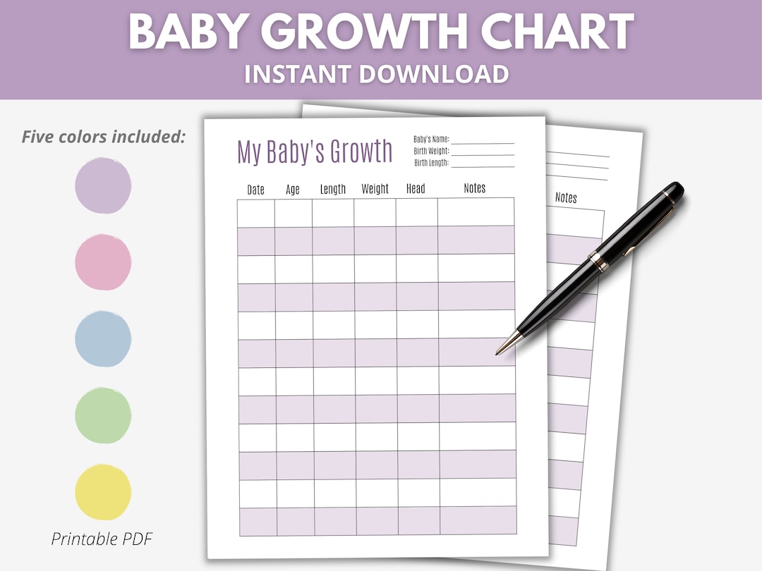 Baby Growth Tracker Printable Baby Growth Chart Printable Etsy