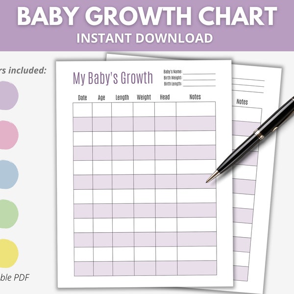 Baby Growth Tracker Printable, Baby Growth Chart, Printable Checkup Log for Baby, Baby Measurement Tracker, Baby Weight Log, Baby Height Log