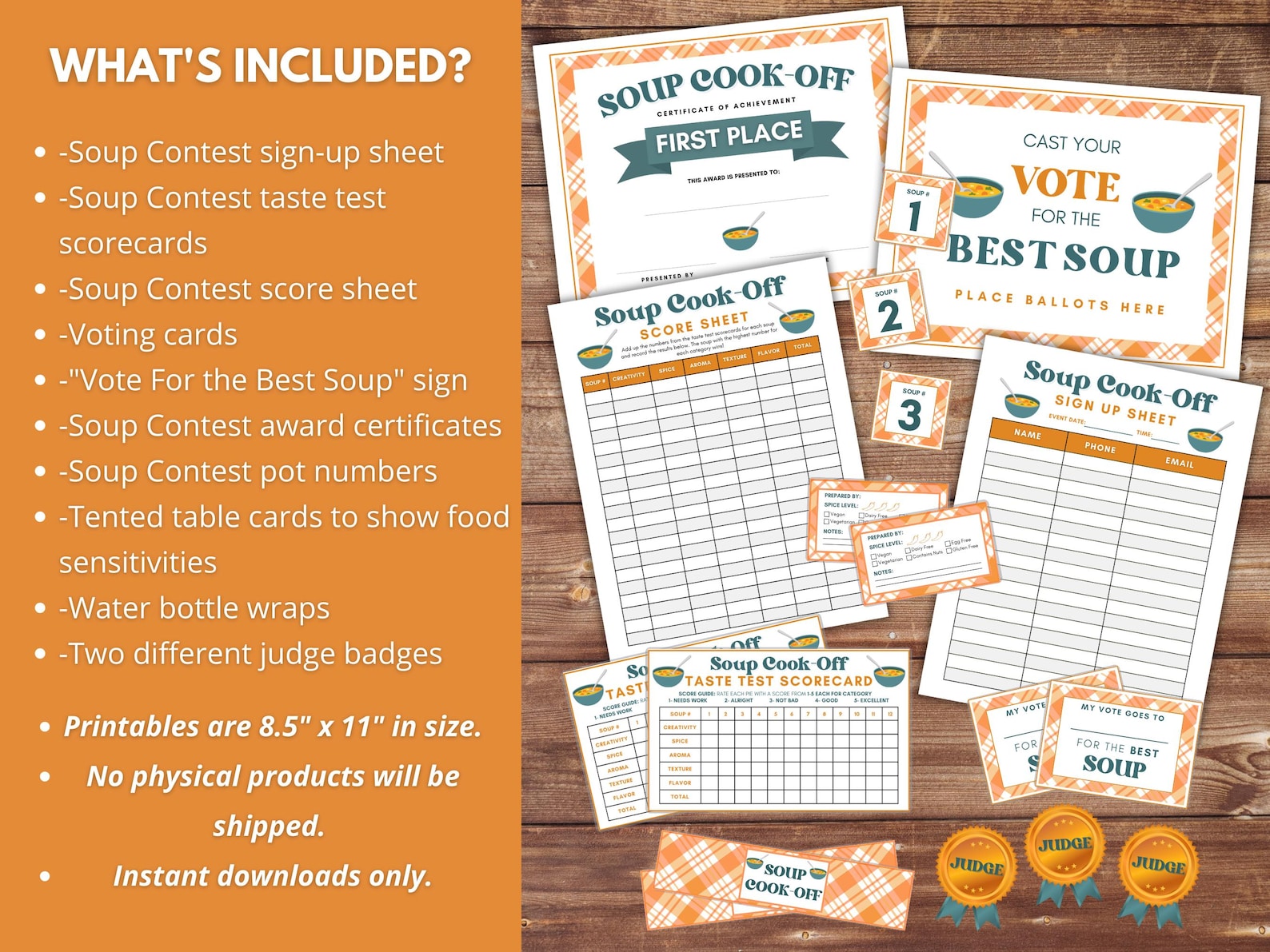 Soup Cook-off Contest Kit, Soup Scorecards, Soup Competition Voting ...